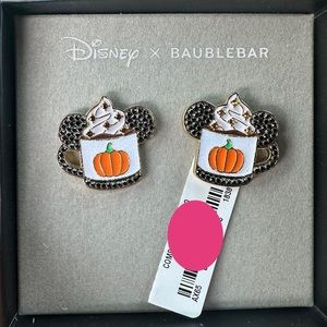 Disney Fall Spiced Pumpkin Latte Mug Mickey Mouse Rhinestone Stud Earrings